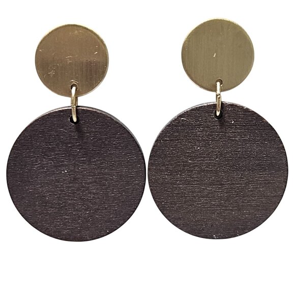 Boho Gold Brown Double Circle Lightweight Earrings Fashion Jewelry Women - Picture 1 of 3
